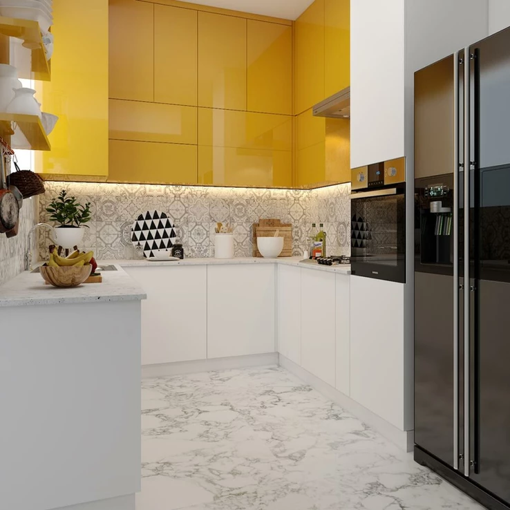 A Warm Yellow kitchen laminates colour combination