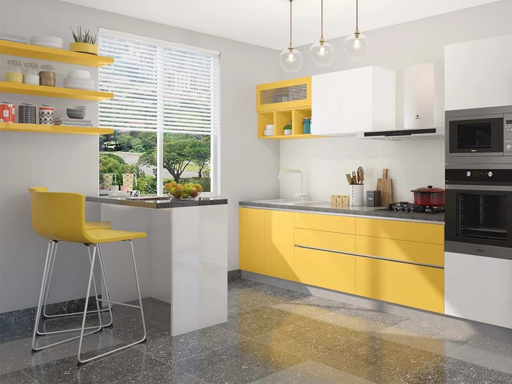 A White and Yellow of Sunshine Kitchen Design