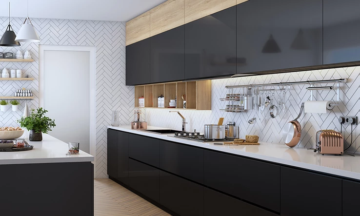 Amazing All Black Parallel Kitchen Design