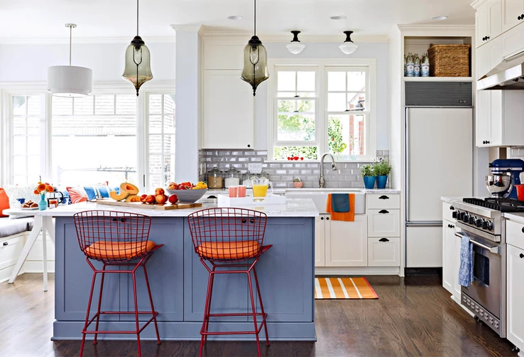 Blue and Orange Kitchen Colour Combination