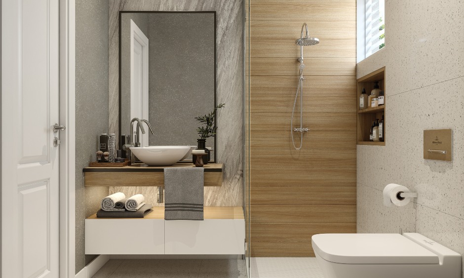Interior design of a bathroom for a 3bhk house in Noida