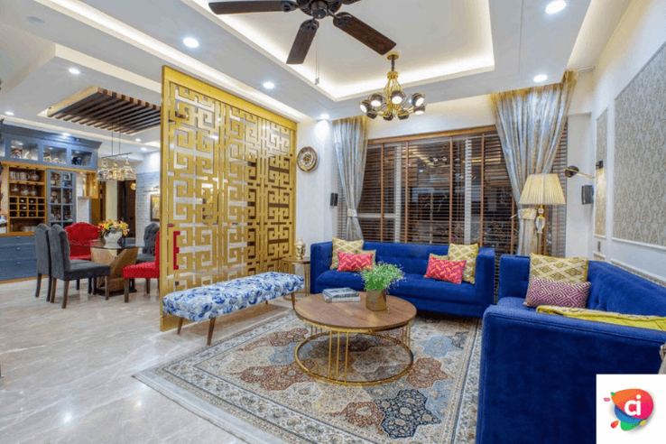 Metallic Shine Golden Partition designs for living room