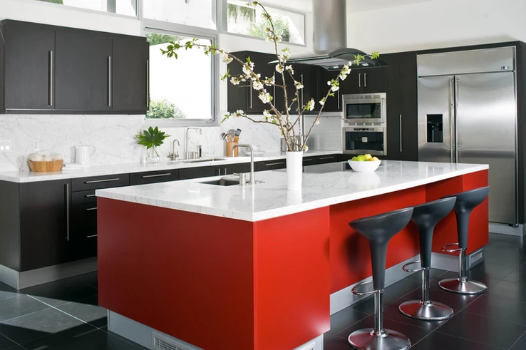Red and Black Kitchen Colour Combination