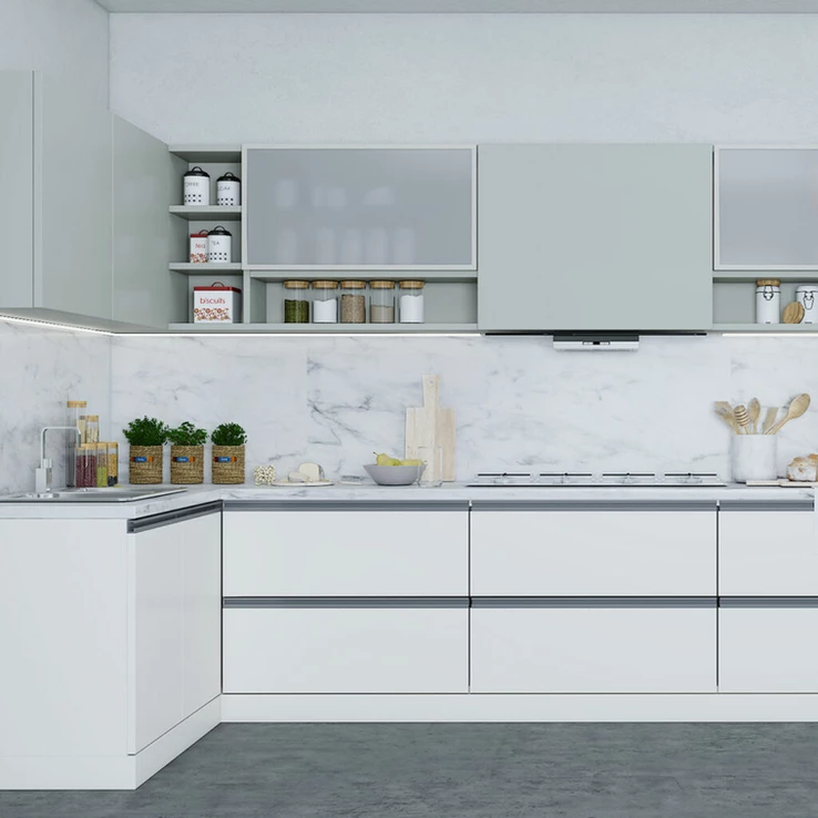 White and Grey Kitchen Colour Combination