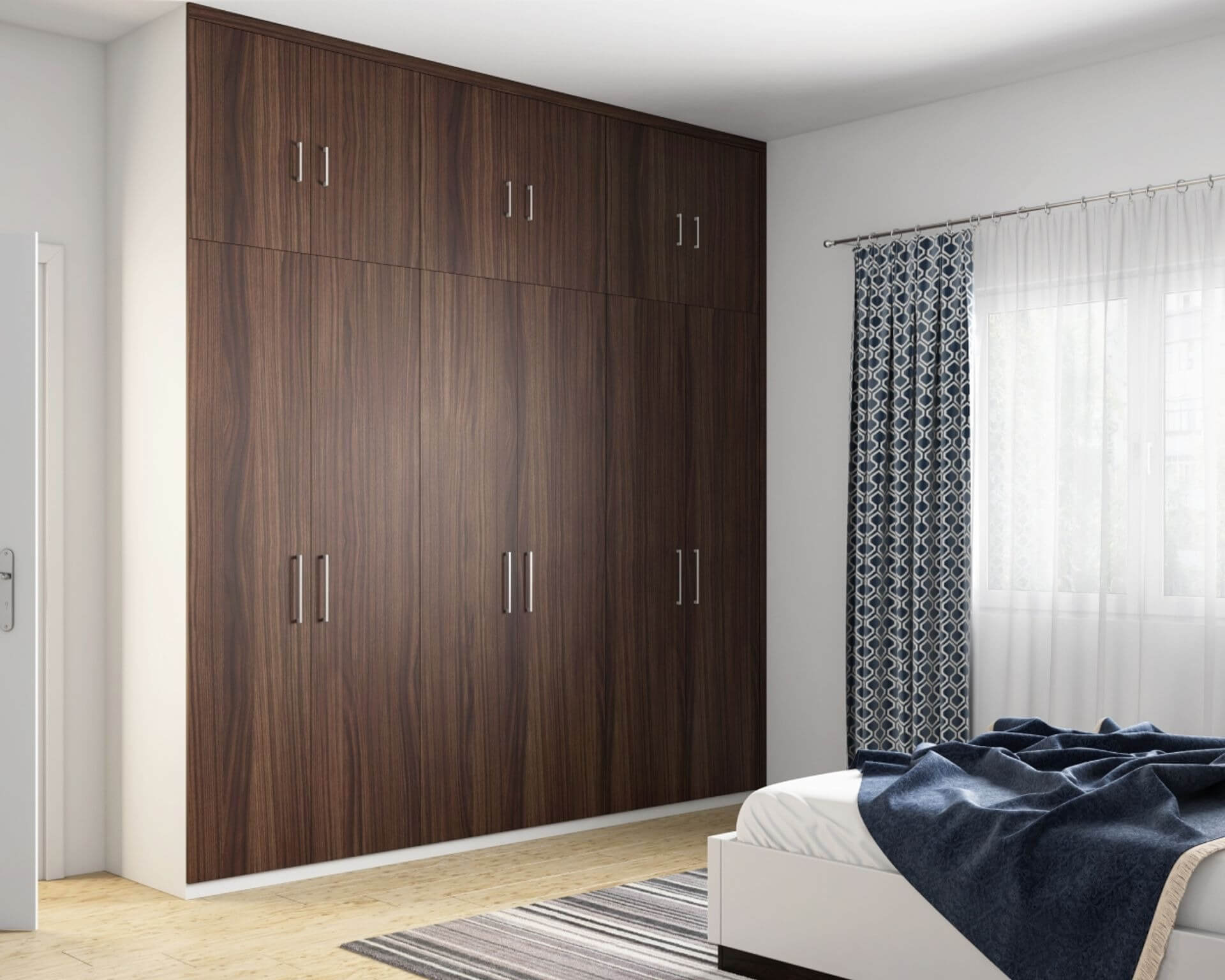 Modern 6-Door Wardrobe Design in Walnut Laminate