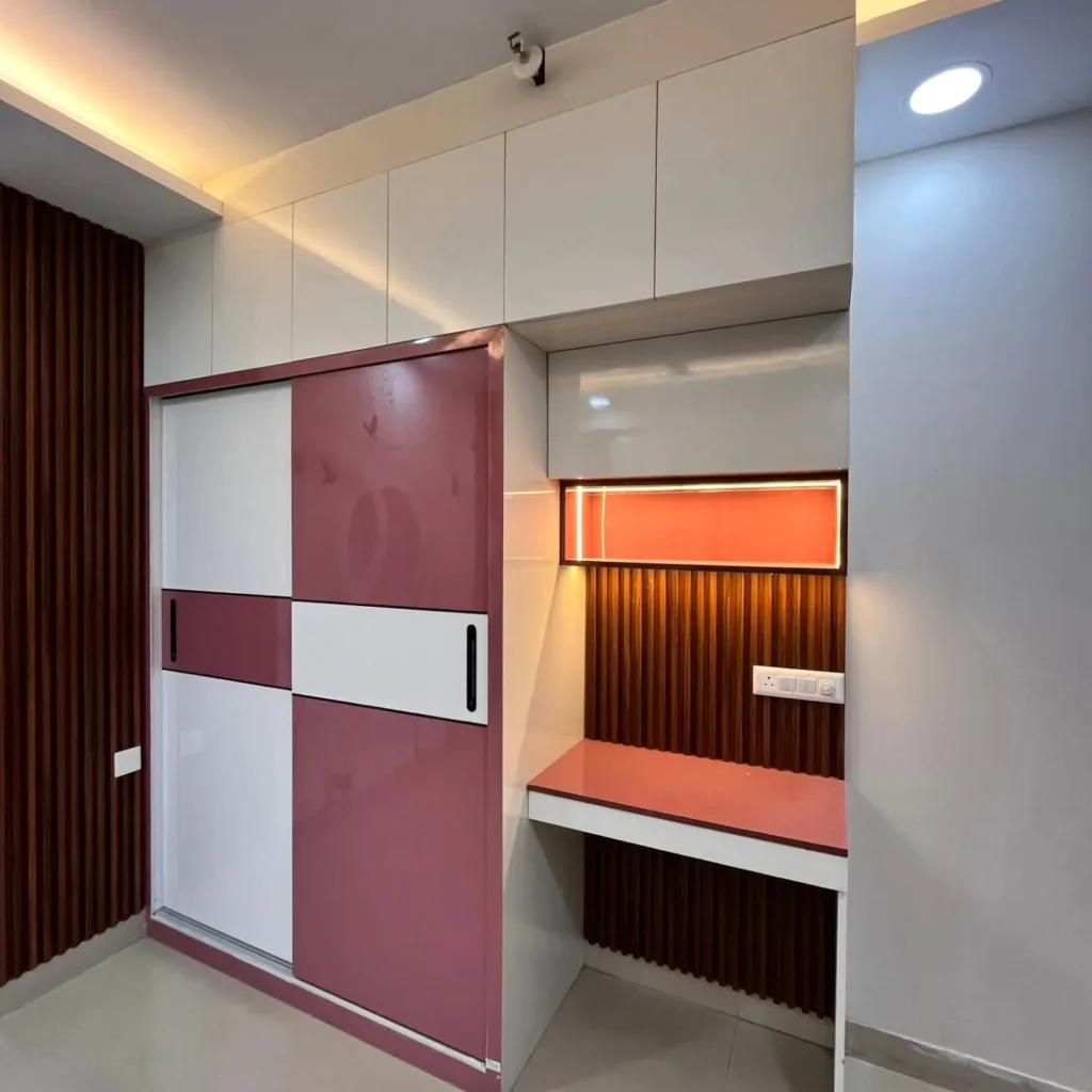 Pink & White Sliding Wardrobe