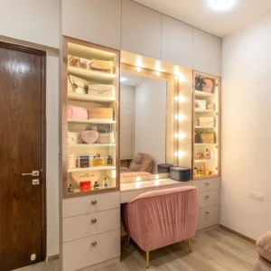 Luxury Vanity Design for Noida Homes | Dressing Unit with LED Mirror